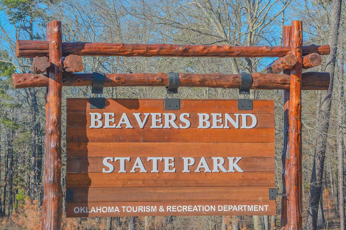 Beavers Bend State Park wooden sign Beavers Bend State Park wooden sign