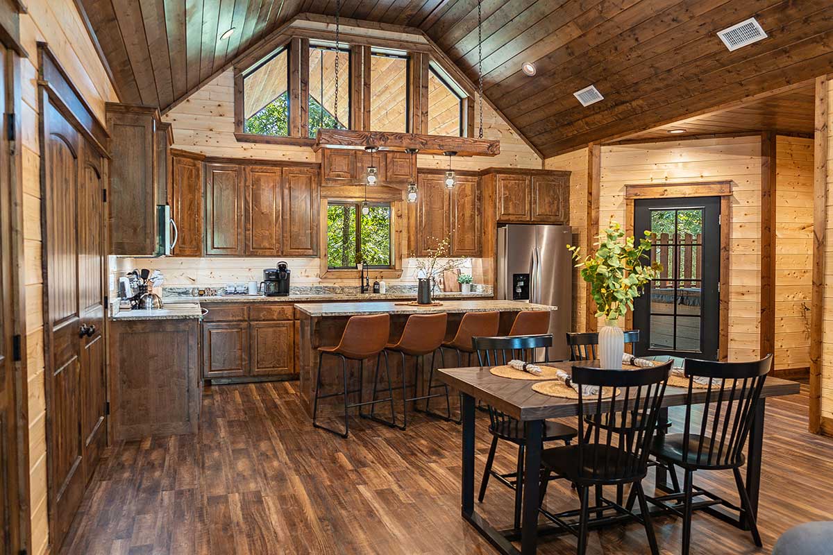 Kitchen and dining area in Hochatown cabin Kitchen and dining area in Hochatown cabin